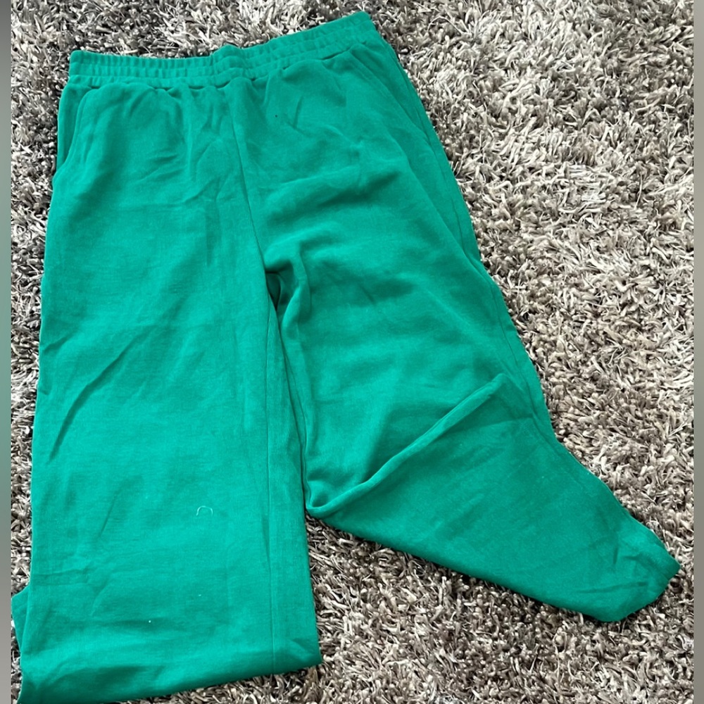 Green Wide leg sweats.